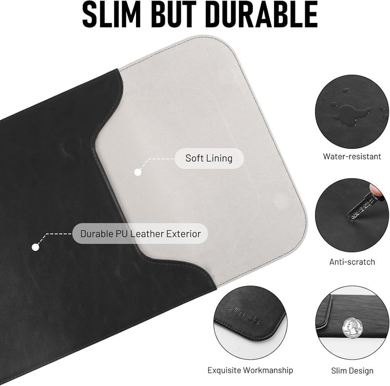 Allinside 11-12 inch Laptop Sleeve Case Compatible with MacBook Air 11 2010-2015/MacBook 12 2015-2017, Waterproof PU Leather Laptop Sleeve Bag Protective Vertical Case Cover, Black - Image 3
